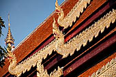 Chiang Mai - The Wat Phra Singh temple. Roof finials of the Viharn Luang (main prayer hall). 